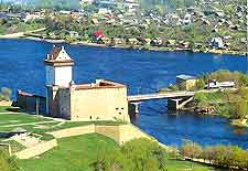 Distant view of Narva castle and surroundings