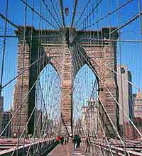 View across New York's Brooklyn Bridge