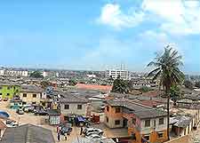 Aerial view of Lagos, showing distant skyline