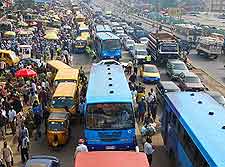 Photo showing rush hour traffic in Lagos, Nigeria