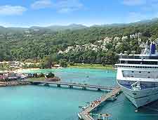 Picture showing docked cruise liner in the harbour
