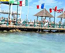 View of al fresco dining next to the Caribbean Sea