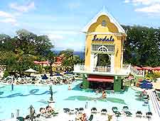 View of the swimming pool at the Sandals Grande Riviera Beach and Villa Golf Resort, Ocho Rios