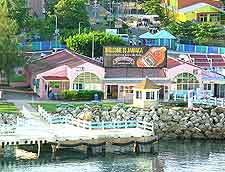 Waterfront view of shops and restaurants