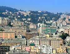 View of the colourful city architecture