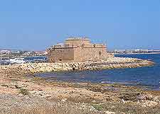Waterfront view showing historic Fort of Pafos fortifications