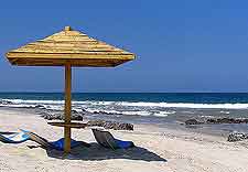 Piura beachfront image, showing traditional parasol at Punta Sal