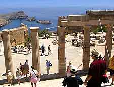 Photo of tourists at the ancient Acropolis at Lindos