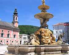View of Residenzplatz fountain