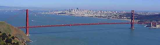 Panorama of San Francisco showing the Golden Gate Bridge