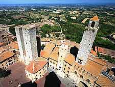 Aerial town view, showing the numerous towers