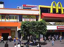 View of local Costa Rican shops and eateries