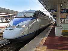 Photograph of modern high-speed Korean train