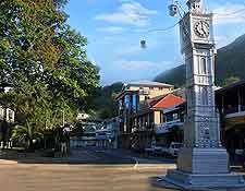 Photo of road next to Victoria's Lorloz Clock Tower, on Mahe island
