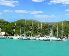 Image of yachts at marina, Praslin Island