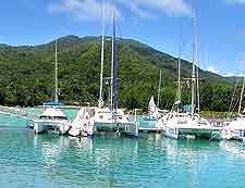 Picture of yachts moored at Baie Sainte Anne, at the island of Praslin