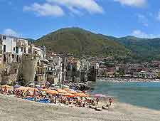 Picture of summer holiday makers on Cefalu Beach, Sicily