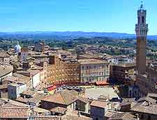 Picture of the city centre from high above Siena