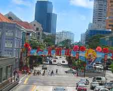View of the Chinatown district in Singapore