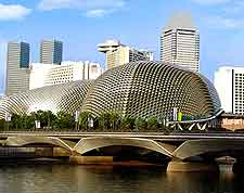 Photo of the Theatres on the Bay attraction, a waterfront building standing next to Marina Bay