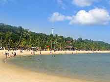 View of sandy beach on Sentosa Island