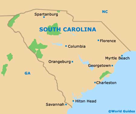 South Carolina SC State Map