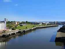 Aerial view looking down the River Wear