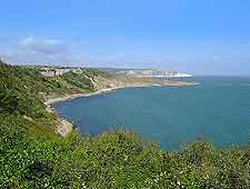Aerial view of the Swanage coastline, Dorset, England