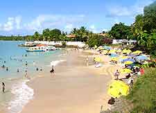 Image of the Store Bay beachfront and summer tourists