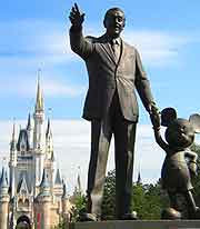 Picture showing statue of Walt Disney and Mickey Mouse