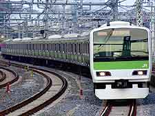 Picture of modern train arriving in the city
