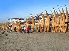 Picture of Huanchaco Beach and its caballitos de totora