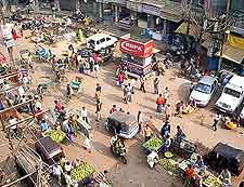 Aerial view of the city centre and traffic
