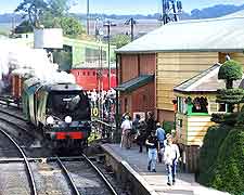 Picture of arriving steam train at the Mid Hants railway