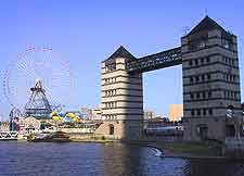 View of the Cosmo World park and its Ferris wheel