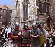 Picture of Vikings outside the Jorvik Centre in York